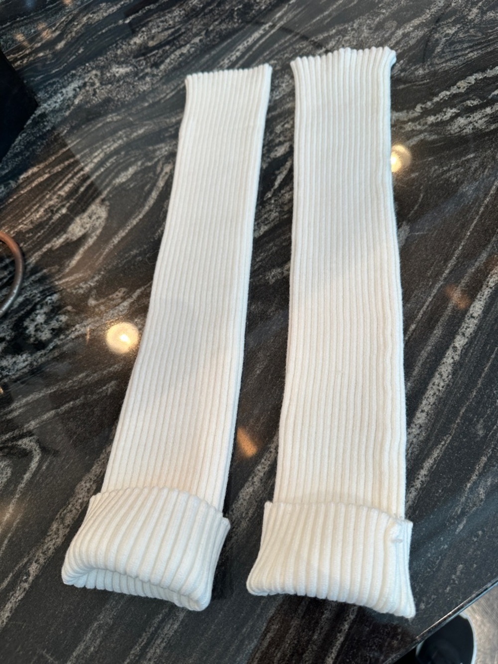 White Ribbed Arms Warmers - Unbranded